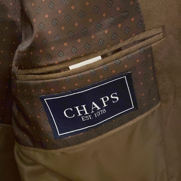 Chaps Brushed Suede Tan Men’s Suit Jacket Size 48R Sport Coat - Picture 4 of 7